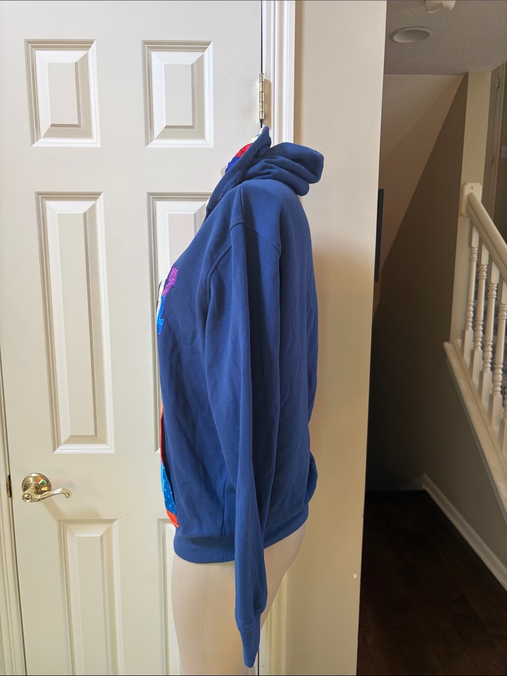 DollyWood Navy Patchwork Pullover Hoodie, large - Picture 2 of 4